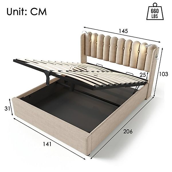 STILVORA Polsterbett 140x200 Bettgestell Jugendbett mit Stauraum,Doppelbett günstig online kaufen