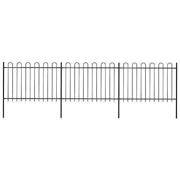 vidaXL Gartenzaun mit Rundbogen Stahl 537 x 120 cm Schwarz 277667 günstig online kaufen