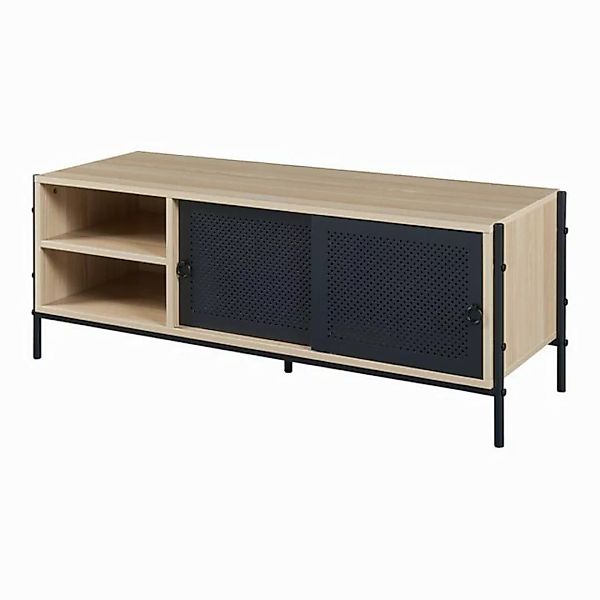 en.casa TV-Schrank »Tysnes« mit 2 Schiebetüren 120x40x45 cm Eichenoptik/Sch günstig online kaufen