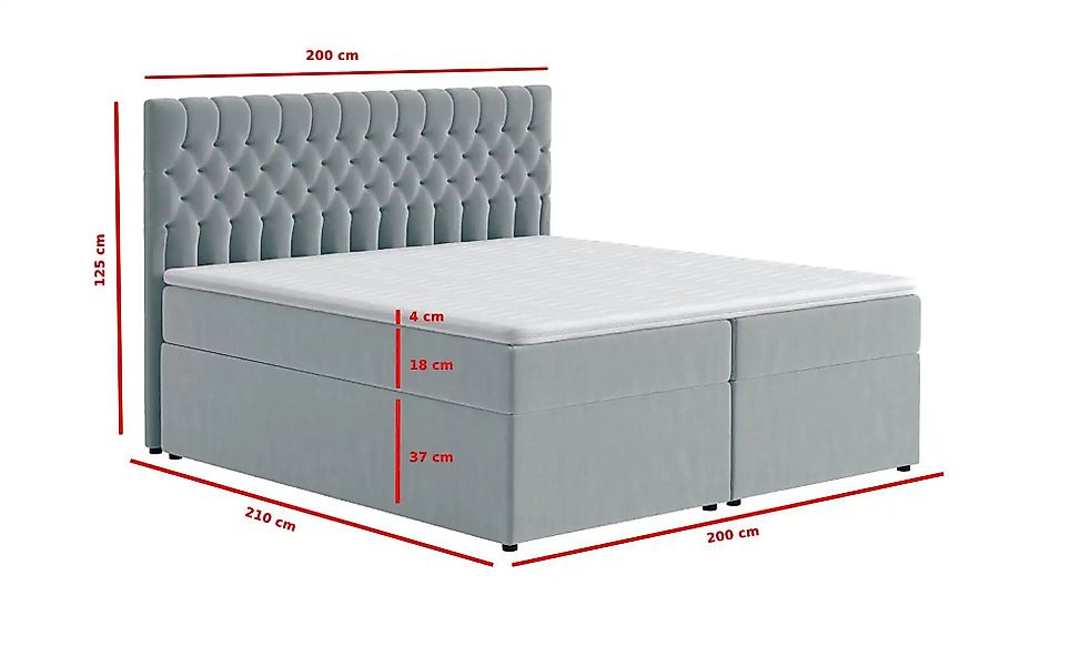 Boxbett mit Bettkasten Belek ¦ grau ¦ Maße (cm): B: 200 H: 125 Betten > Kom günstig online kaufen