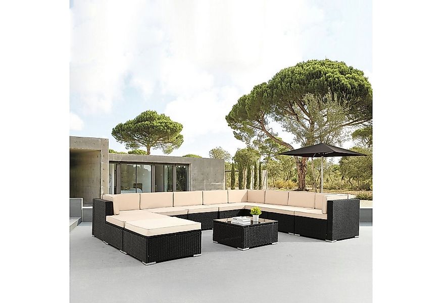 Arebos Loungesofa Polyrattan Cannes, Inkl. Sitzkissen, günstig online kaufen