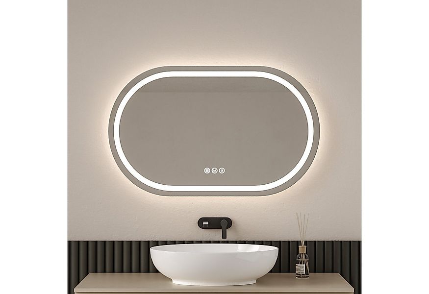 EMKE Badspiegel mit Kalt/Neutral/Warmweiß Licht Beleuchtung Dimmbar Antibes günstig online kaufen