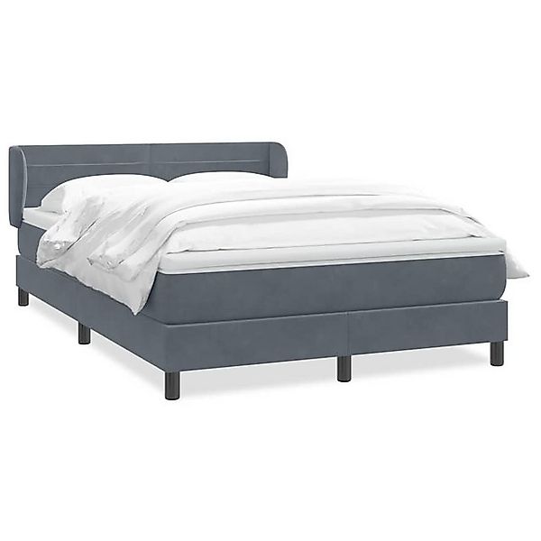 vidaXL Boxspringbett, Boxspringbett mit Matratze Dunkelgrau 140x210 cm Samt günstig online kaufen