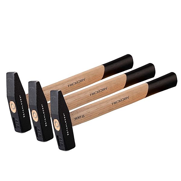 STAHLWERK Hammer Schlosserhammer 300G Robuster Stahlkopf Griff Hickory 3er günstig online kaufen