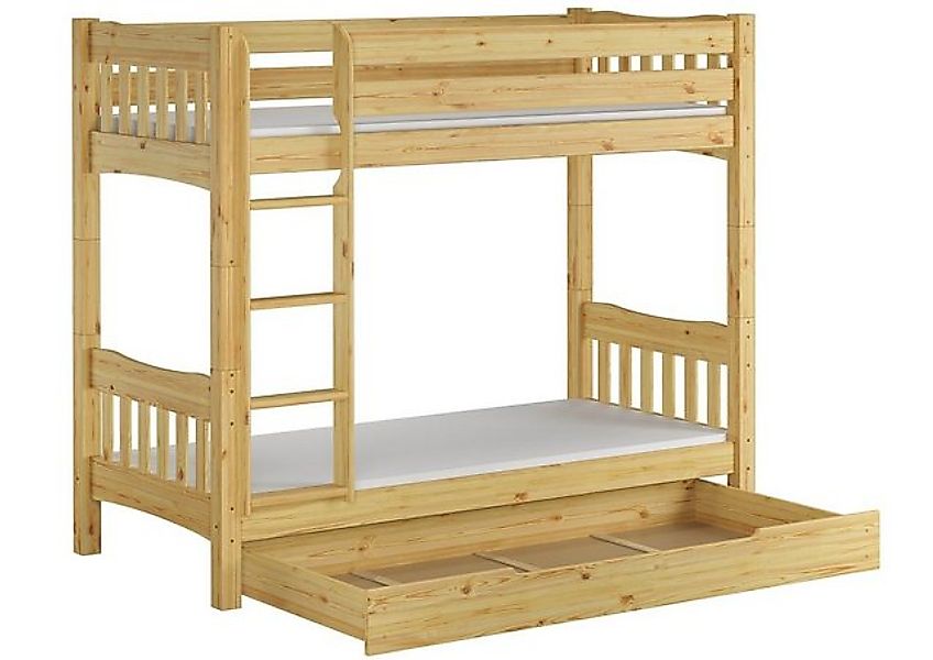 ERST-HOLZ Etagenbett Etagenbett 90 x 200 Kiefer Rollroste Matratzen Bettkas günstig online kaufen