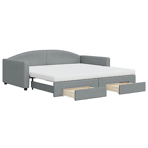 vidaXL Ausziehbett, Tagesbett Ausziehbar mit Schubladen Hellgrau 100x200 cm günstig online kaufen