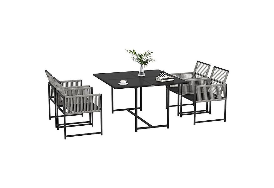 Outsunny Garten-Essgruppe Gartenmöbel-Set mit 4 Klappstühlen, 1 Tisch, (Sit günstig online kaufen