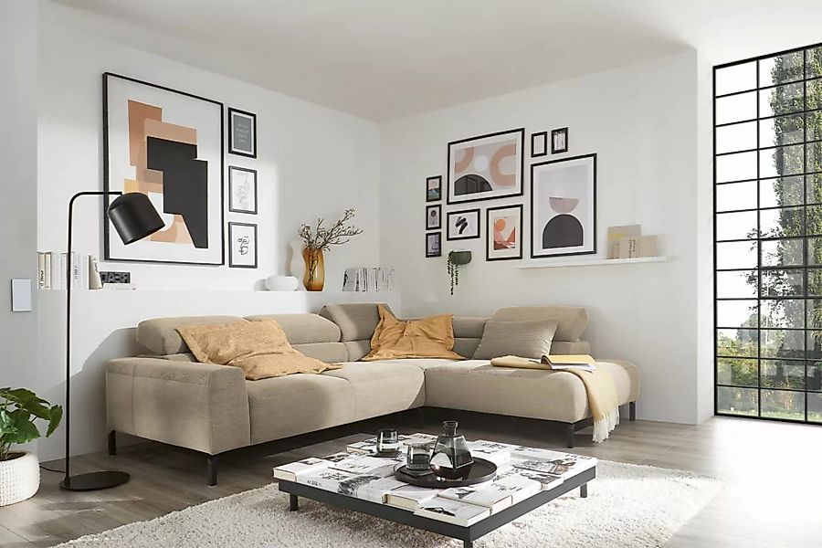 KAWOLA Sofa DELIA Ecksofa Feincord beige günstig online kaufen