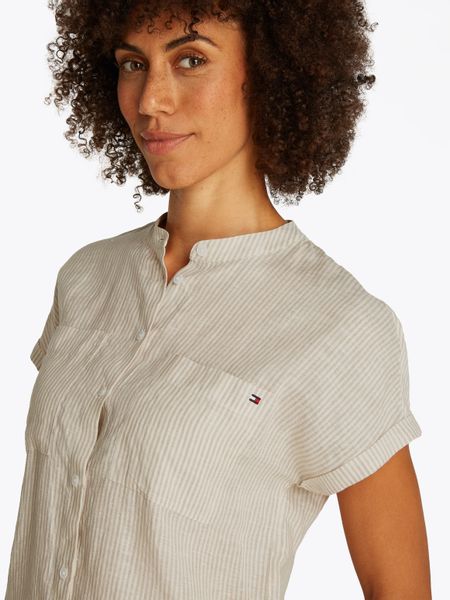 Tommy Hilfiger Kurzarmbluse ESS LINEN COLLARLESS günstig online kaufen