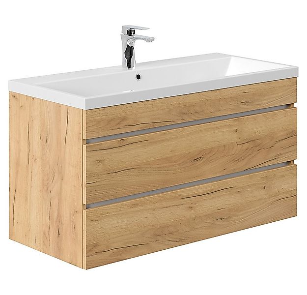 Lomadox Waschtisch FROME-02, 100 cm, hängend, Eiche, mit 2 Schubladen günstig online kaufen