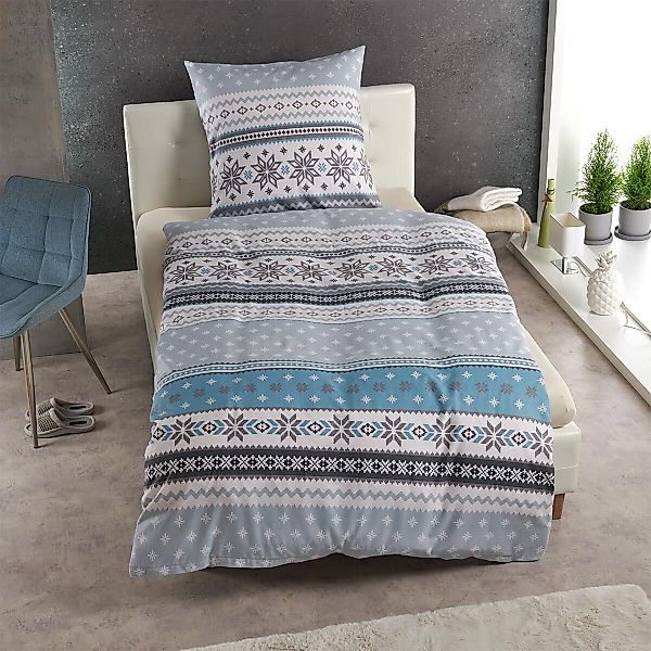 TRAUMSCHLAF Bettwäsche Schneeflocken, Biber, 2 teilig, hochwertige Biber Qu günstig online kaufen