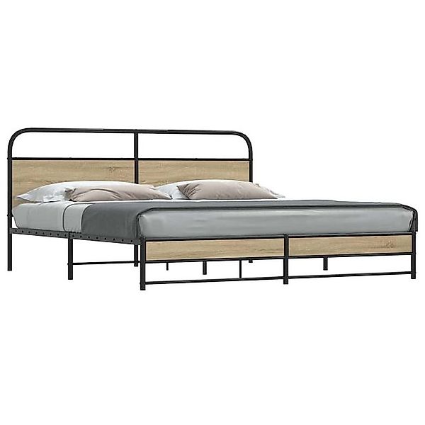 vidaXL Bett, Metallbett ohne Matratze Räuchereiche 193x203 cm günstig online kaufen