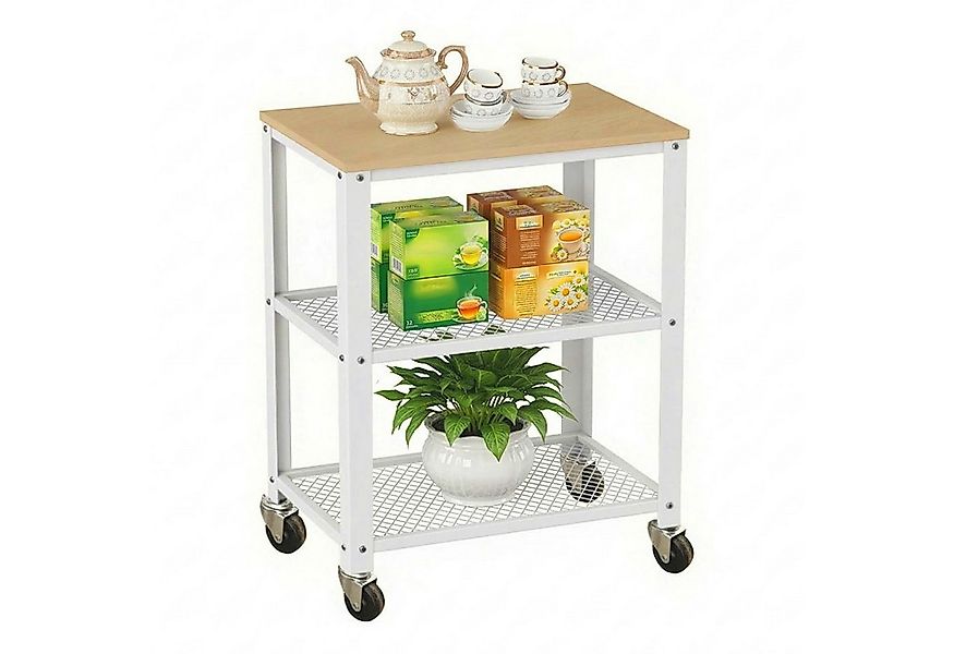 relaxdays Küchenwagen 3 Ebene, Hellbraun-Weiß günstig online kaufen
