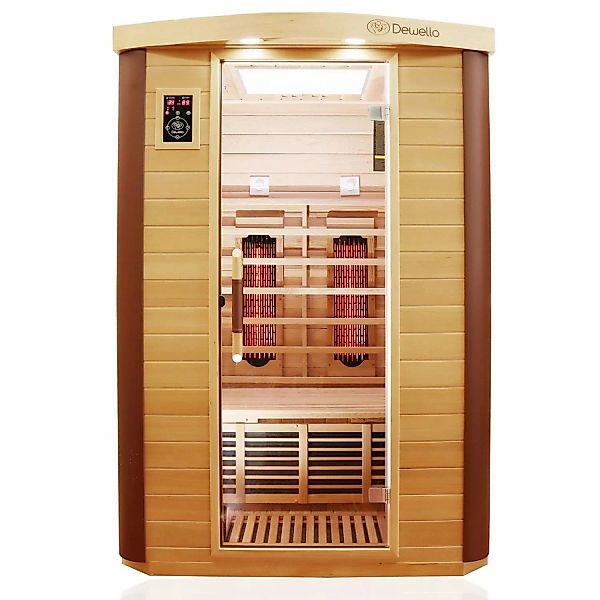 Dewello Infrarotkabine Sauna Toronto 127cm x 106cm 2 Person Vollspektrum & günstig online kaufen