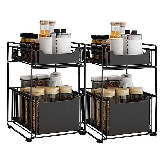JEOBEST Küchenregal Schiebeschrank, ausziehbarer Korb, Gewürzregal, (2er Se günstig online kaufen