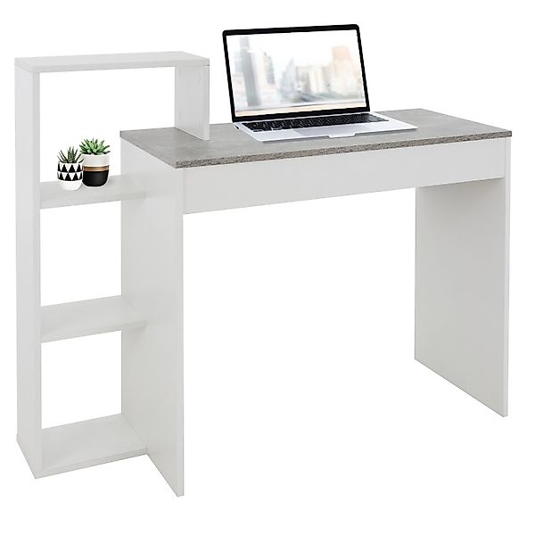 ML-Design Schreibtisch mit Regal Tischplatte in Beton-Optik 110x72x40cm aus günstig online kaufen