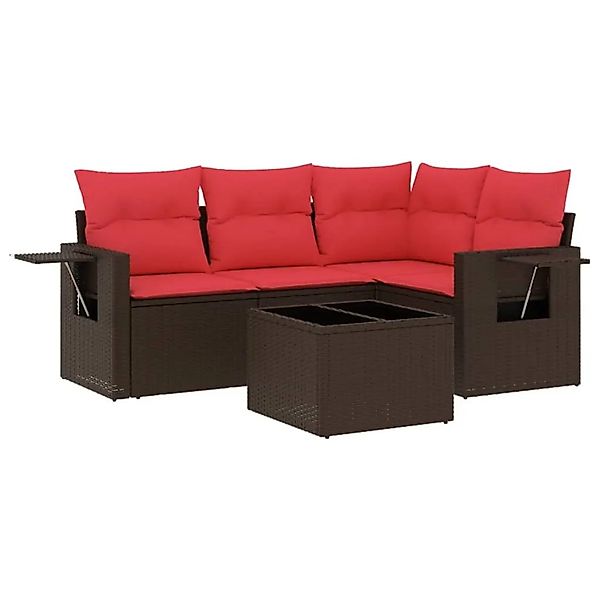 vidaXL 5-Tlg Gartensofa-Set mit Kissen Braun Polyrattan 3220123 günstig online kaufen