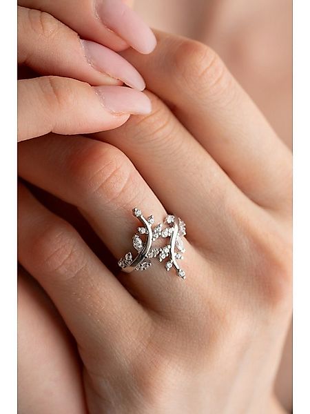 Nisan Silberring, 925 Silber Verstellbarer Damenring mit Zirkonia, Olivenzw günstig online kaufen