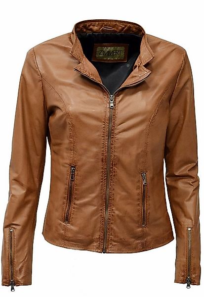 Zimmert Leather Lederjacke Debby weiches Leder, Creme Beige Cognac Braun Sc günstig online kaufen