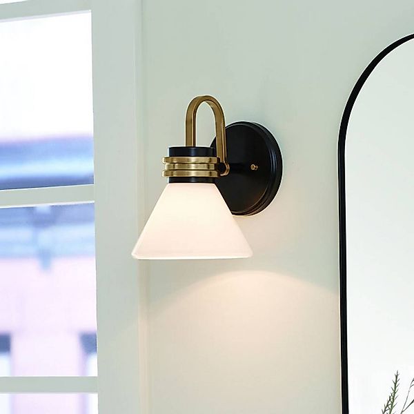 Wandleuchte Farum 1, schwarz/bronzefarben, Stahl, Glas, G9 günstig online kaufen