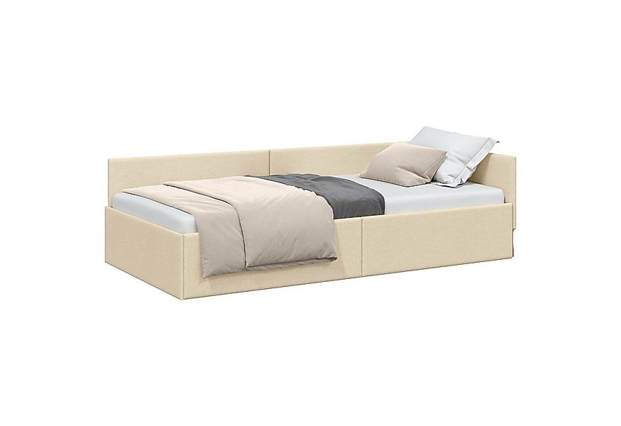 vidaXL Bett Eckbettgestell mit Kopfteil Creme 80 cm x 200 cm Samt (1-tlg) günstig online kaufen