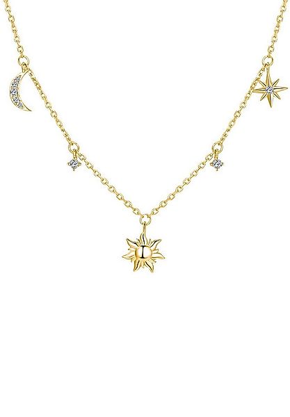Hey Happiness Charm-Kette Sonne Mond Sterne, mit Zirkonia, Kosmische Halske günstig online kaufen