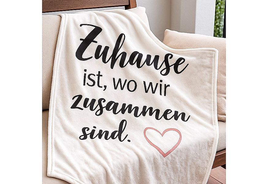 Wohndecke Flanell mit Spruch "Zuhause", Bestlivings, 130x160cm, flauschig, günstig online kaufen