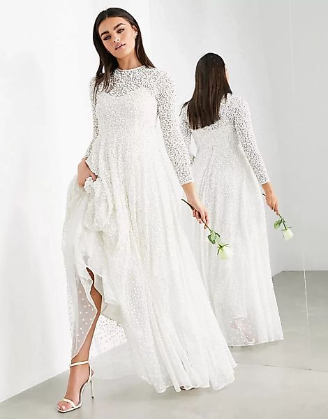 ASOS EDITION – Dominique – Verziertes Hochzeitskleid mit ausgestelltem Rock günstig online kaufen