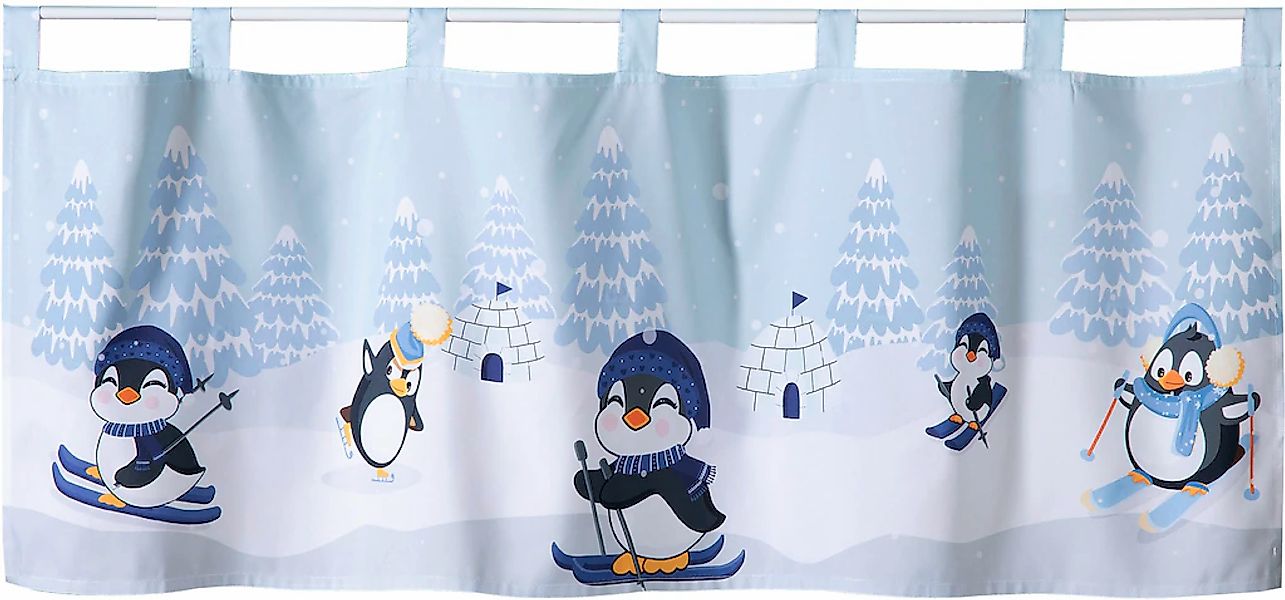 Weckbrodt Scheibengardine "Comic-Pinguine" Schlaufen 1 Stk. tlg. Microsatin günstig online kaufen