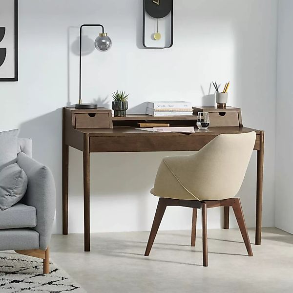 Leonie breiter Schreibtisch, dunkel gebeizte Eiche - MADE.com günstig online kaufen