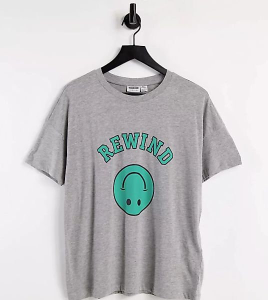 Noisy May Petite – Exklusives Oversized-T-Shirt mit Smiley-Grafik in Hellgr günstig online kaufen