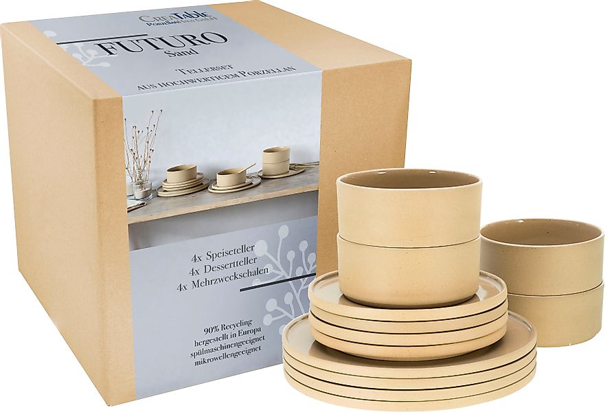 CreaTable Tafelservice "Futuro" Service, je 4 Speiseteller 26 cm, Dessertte günstig online kaufen