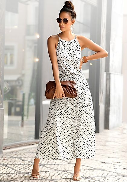 Buffalo Maxikleid, mit Pünktchendruck, fließendes Sommerkleid, Jerseykleid günstig online kaufen