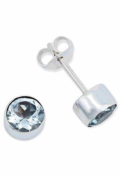 mantraroma Paar Ohrstecker SAMA rund klein aus 925 Silber mit blau Topas (P günstig online kaufen