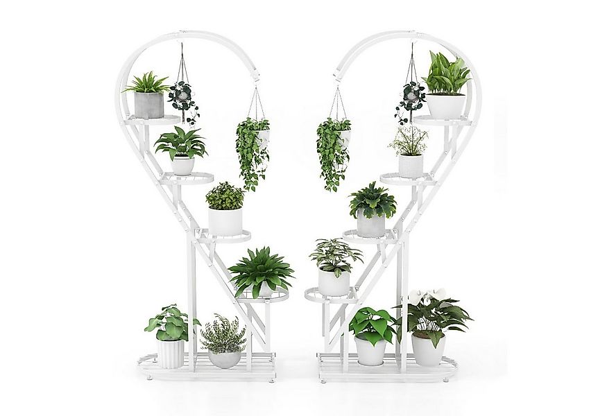 KOMFOTTEU Blumenständer 5-stufiger Metall-Pflanzenständer, mit 4 Aufhängeha günstig online kaufen