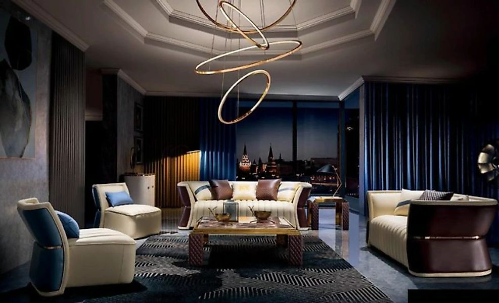 JVmoebel Sofa Designer Sofagarnitur 3+2+1 Sitzer Ledersofa Couch Wohnlandsc günstig online kaufen