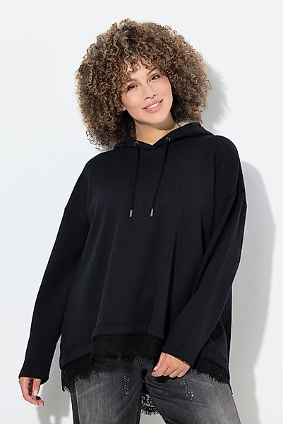 Ulla Popken Sweatshirt Hoodie Spitzensaum A-Linie günstig online kaufen