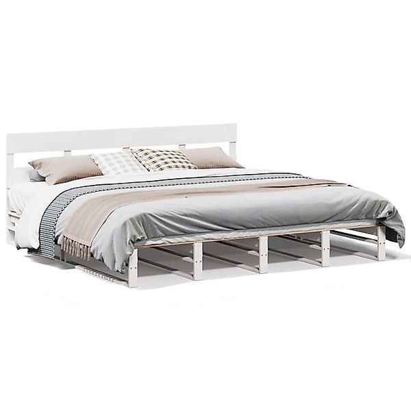 vidaXL Massivholzbett ohne Matratze Weiß 180x200 cm Kiefernholz 3302304 günstig online kaufen