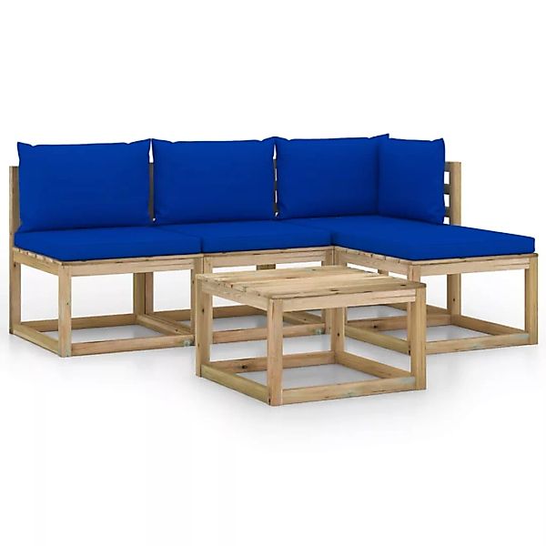5-tlg. Garten-lounge-set Mit Blauen Kissen günstig online kaufen