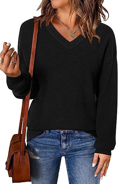 Arach&Cloz V-Ausschnitt-Pullover Damen-Pullover aus Wollmischung, Langärmli günstig online kaufen