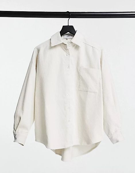 Sixth June – Oversize-Hemd aus Cord in Creme-Weiß günstig online kaufen