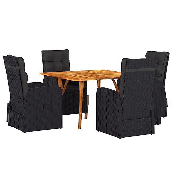 vidaXL 5-Teiliges Garten Esszimmer Set mit Kissen Schwarzes Poly-Rattan Aka günstig online kaufen