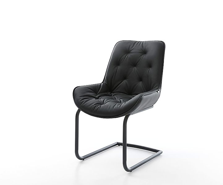 Freischwinger Taimi-Flex Echt-Leder Schwarz Freischwinger rund Schwarz günstig online kaufen