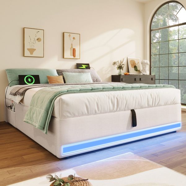 TavilaEcon Boxspringbett Polsterbett, Fernbedienbare LED-Leiste, mit günstig online kaufen