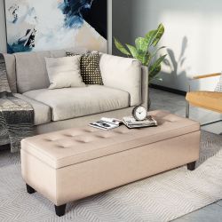 HOMCOM Sitzbank mit Deckel, Leinenoptik, Truhenbank, günstig online kaufen