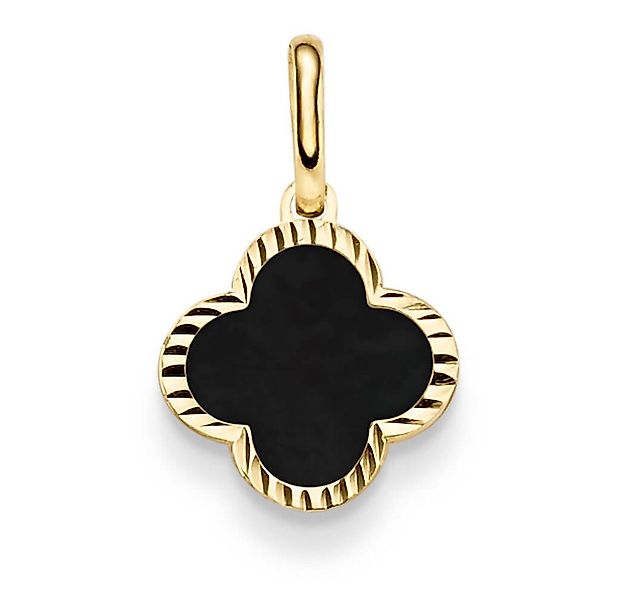 Schmuck Krone Kettenanhänger Anhänger aus 585 Gelbgold mit Blume aus Onyx s günstig online kaufen