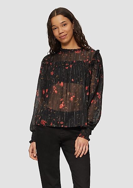 QS Langarmbluse Transparente Chiffon-Bluse mit Glitzergarn günstig online kaufen