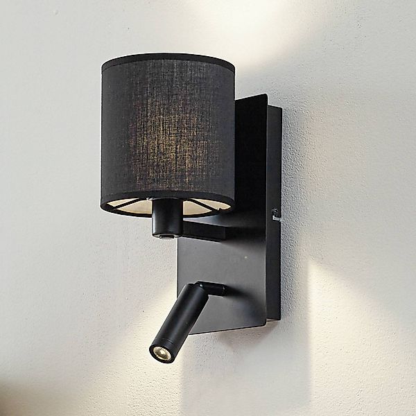 Lindby Wandleuchte Aiden, 30cm, schwarz, LED-Leselicht, E14 günstig online kaufen