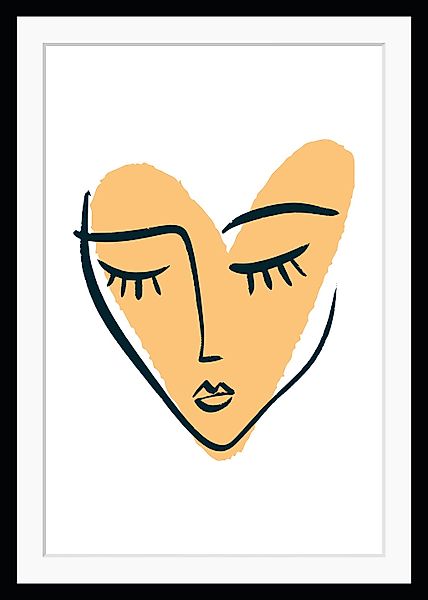 queence Bild "Finchen", Abstrakt-Gesicht-Figuren-Frau-Gemälde-Herz-Herzbild günstig online kaufen