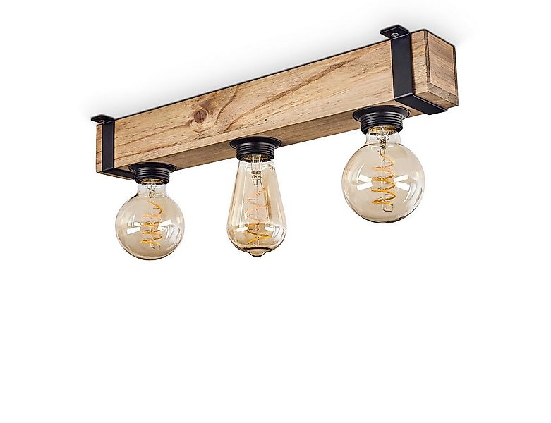hofstein Deckenleuchte moderne Deckenlampe aus Metall/Holz in Schwarz/Natur günstig online kaufen